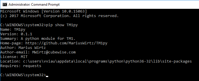 Check TM1py version