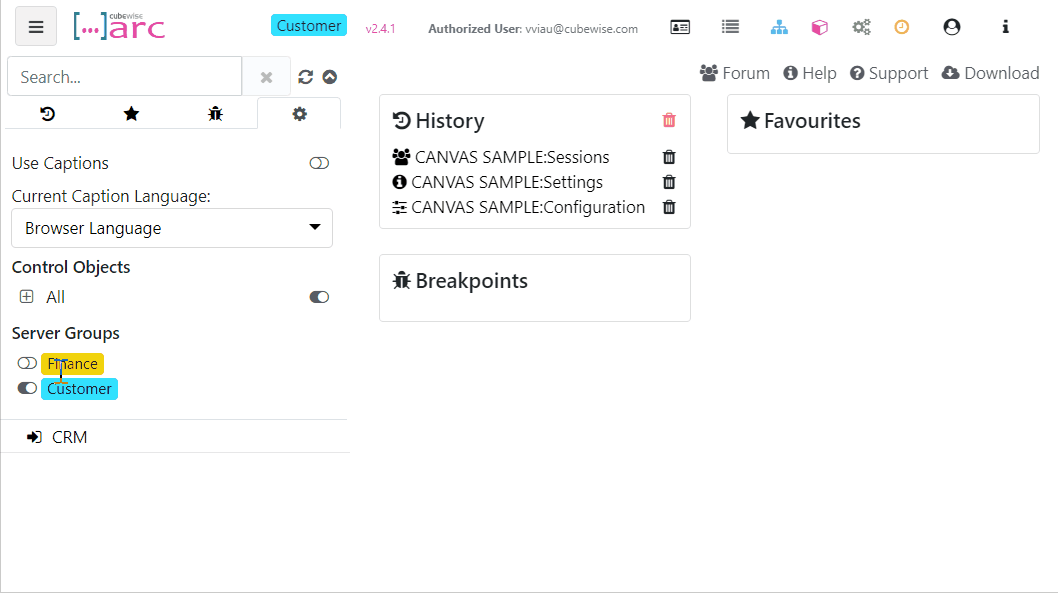 Grouping TM1 servers and instances in Arc