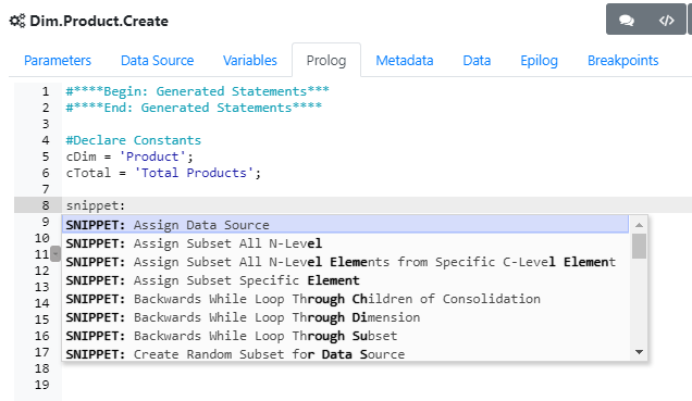 Generate code automatically with snippets