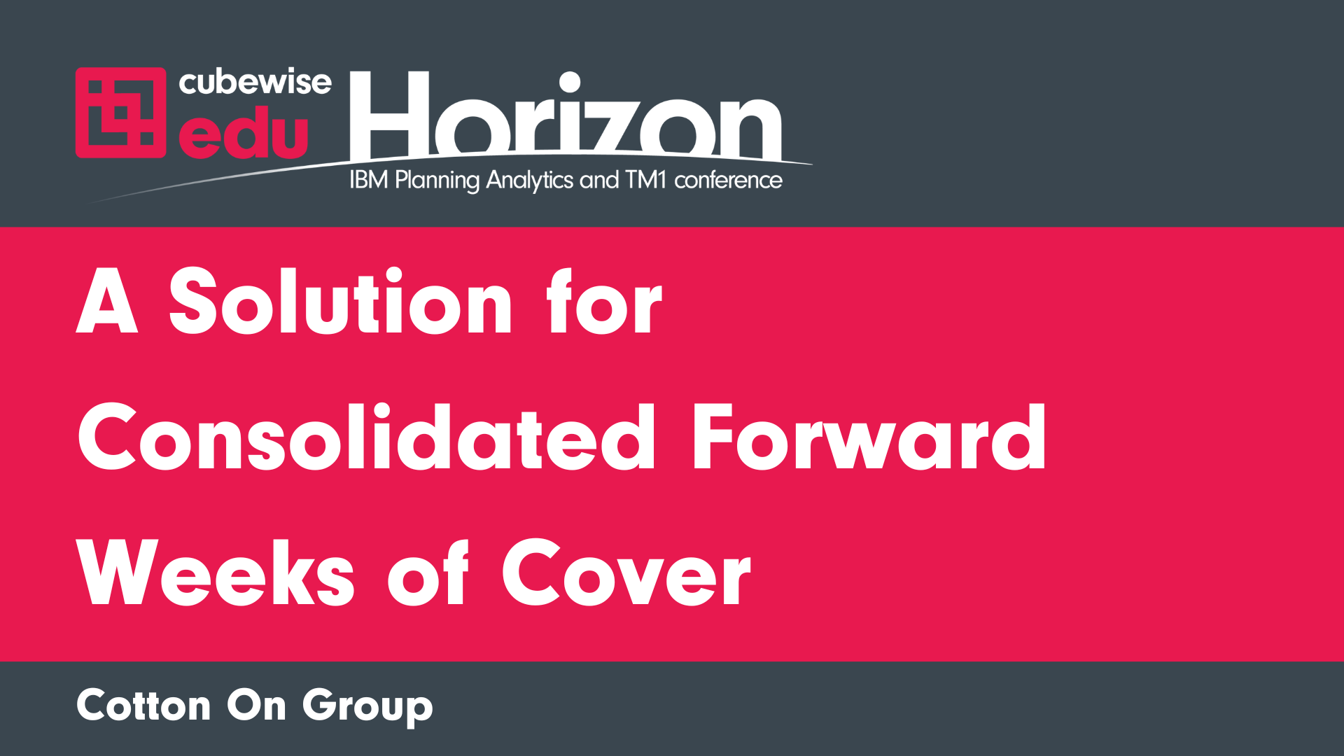 A Solution for Consolidated Forward Weeks of Cover