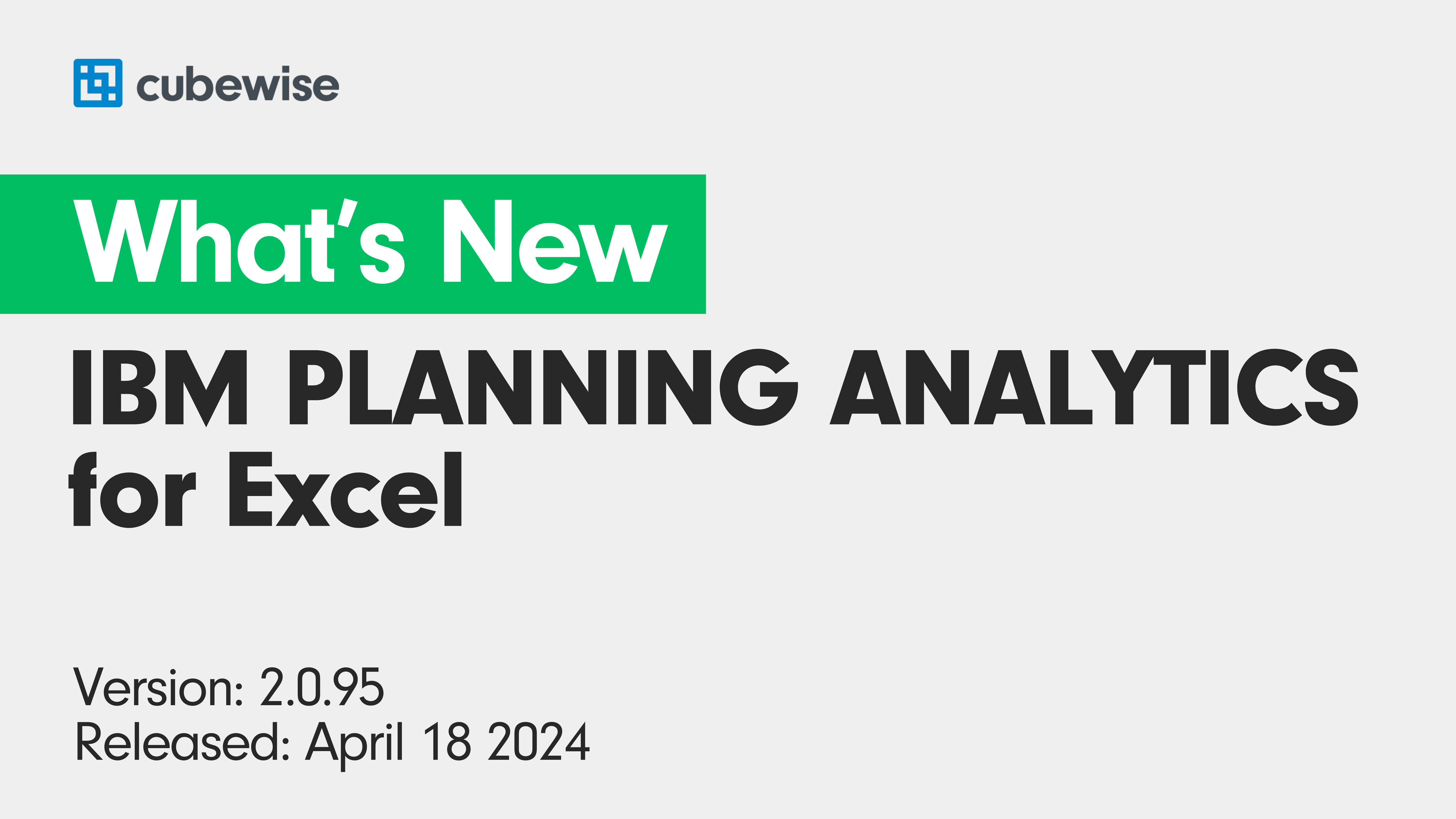 IBM Planning Analytics for Excel (PAfE) 2.0.95 / 2.1.2