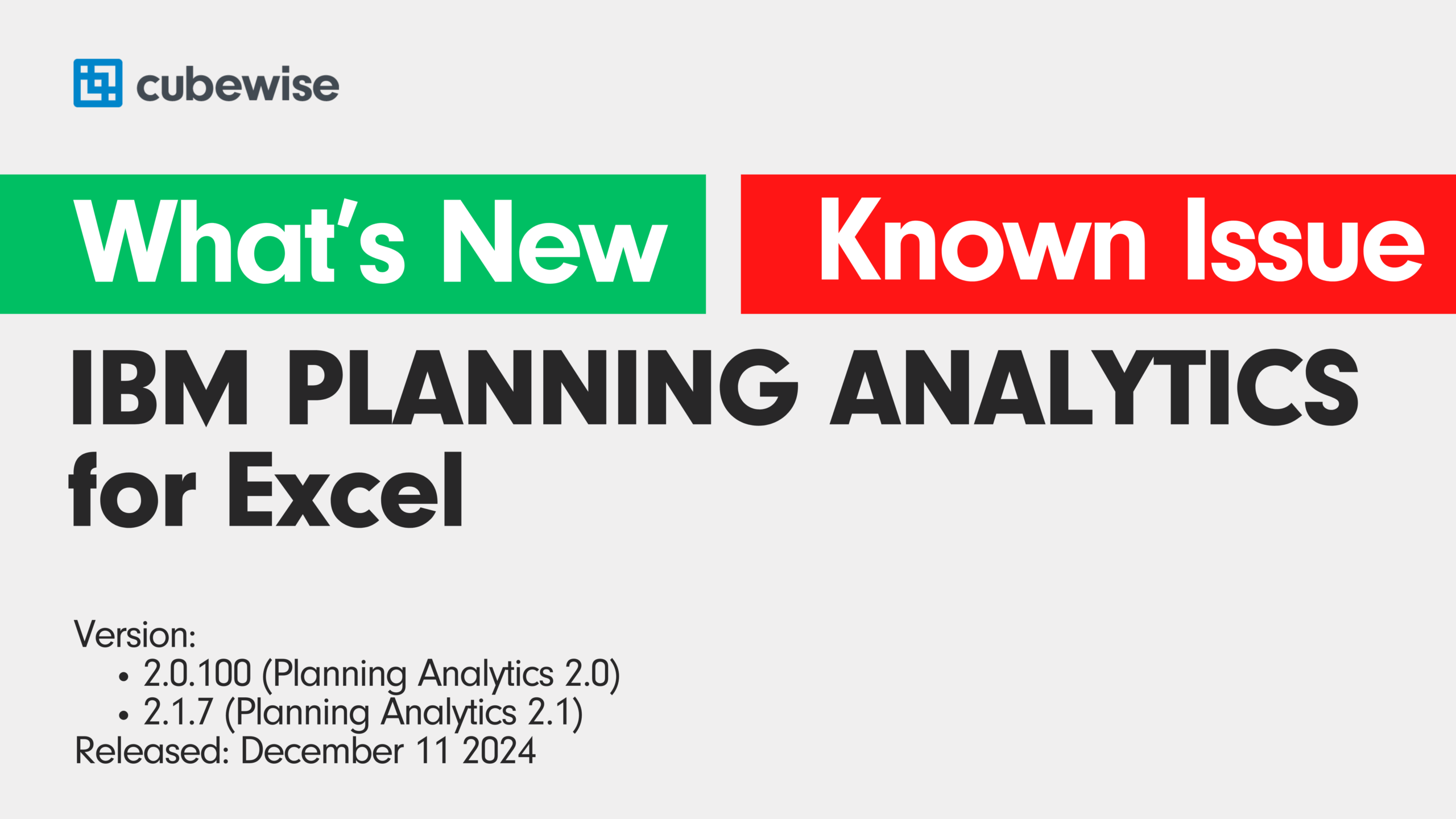 IBM Planning Analytics for Excel (PAfE) 2.0.100 / 2.1.7