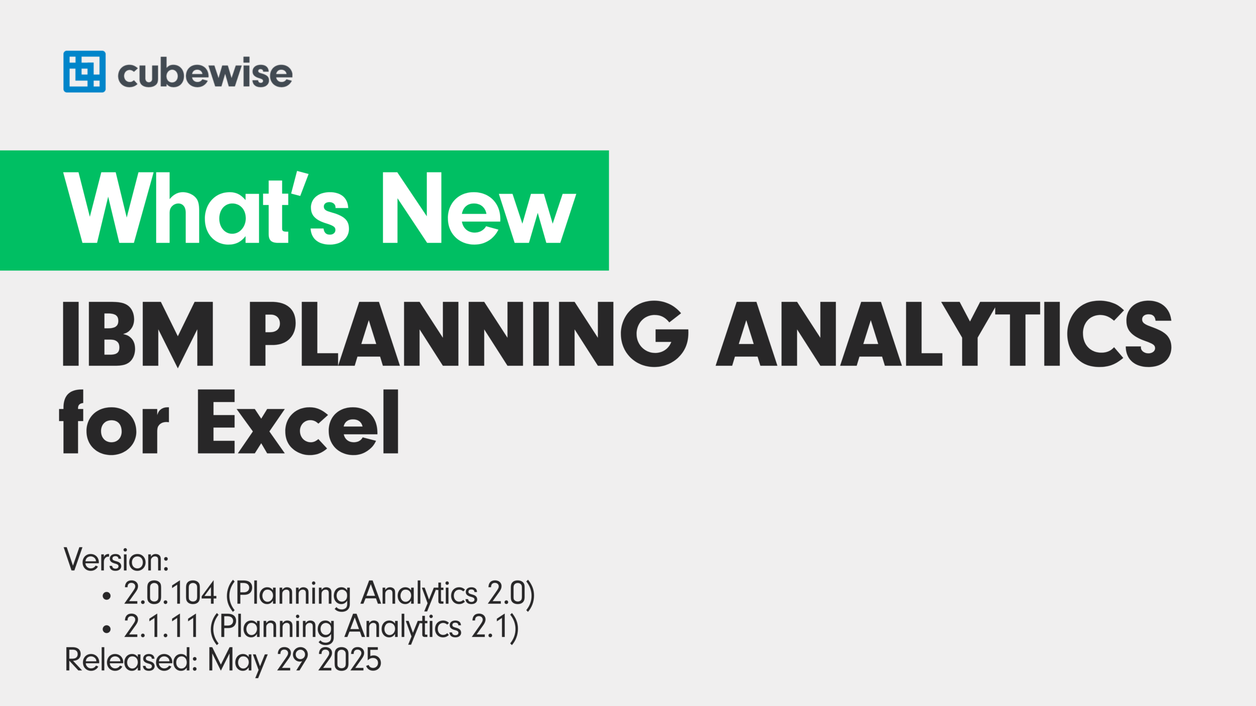 IBM Planning Analytics for Excel (PAfE) 2.0.104 / 2.1.11