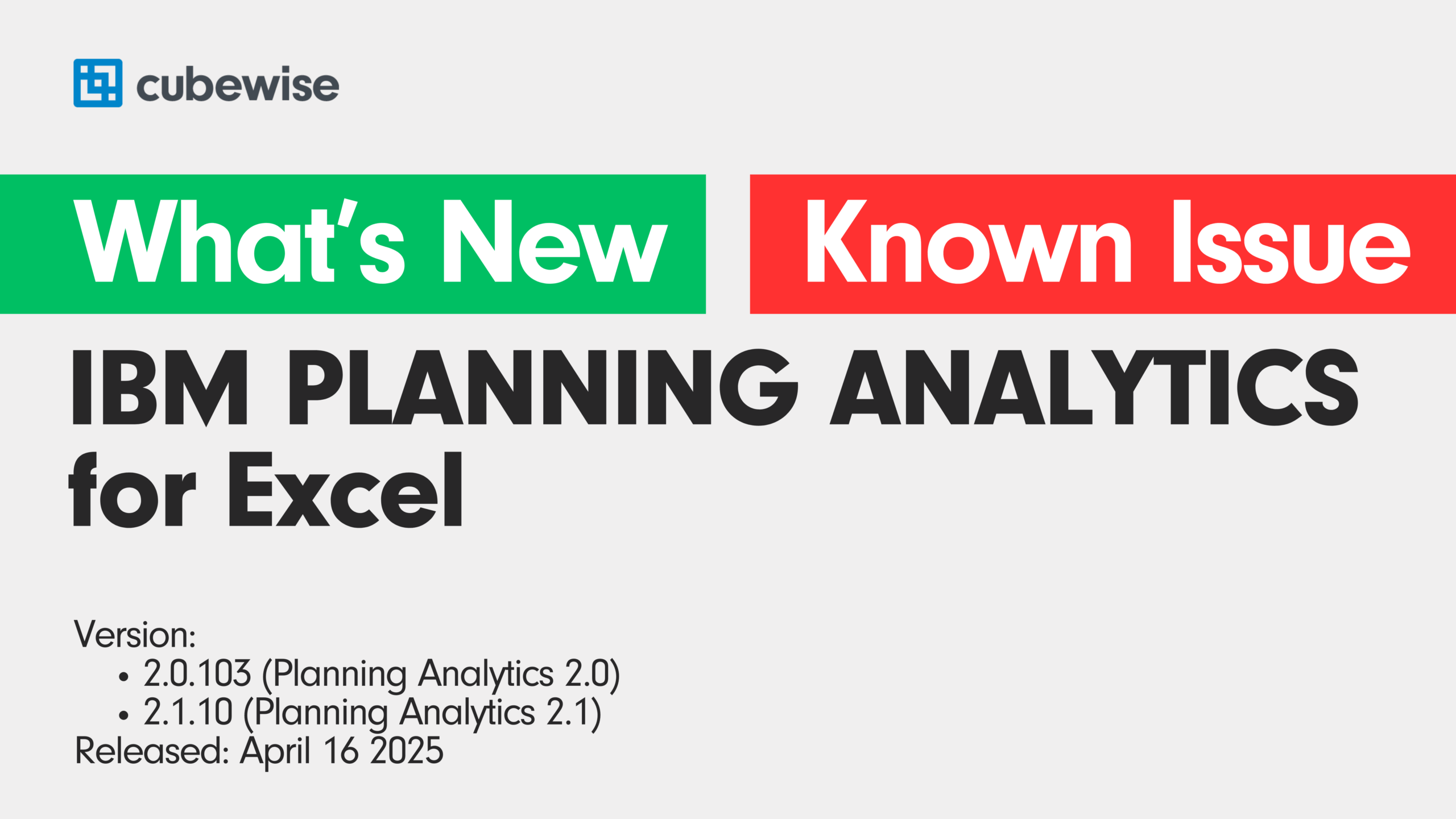 IBM Planning Analytics for Excel (PAfE) 2.0.103 / 2.1.10